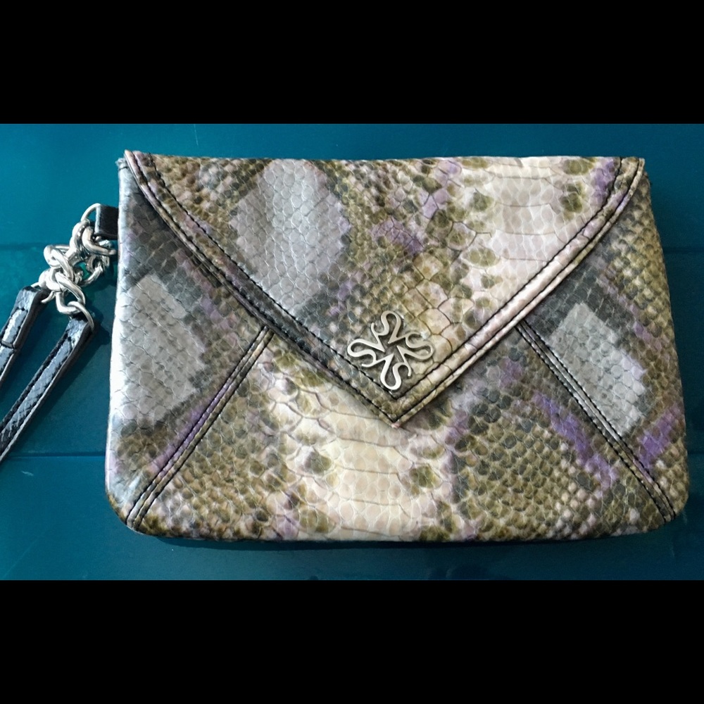Vera Wang Faux Snakeskin Wristlet